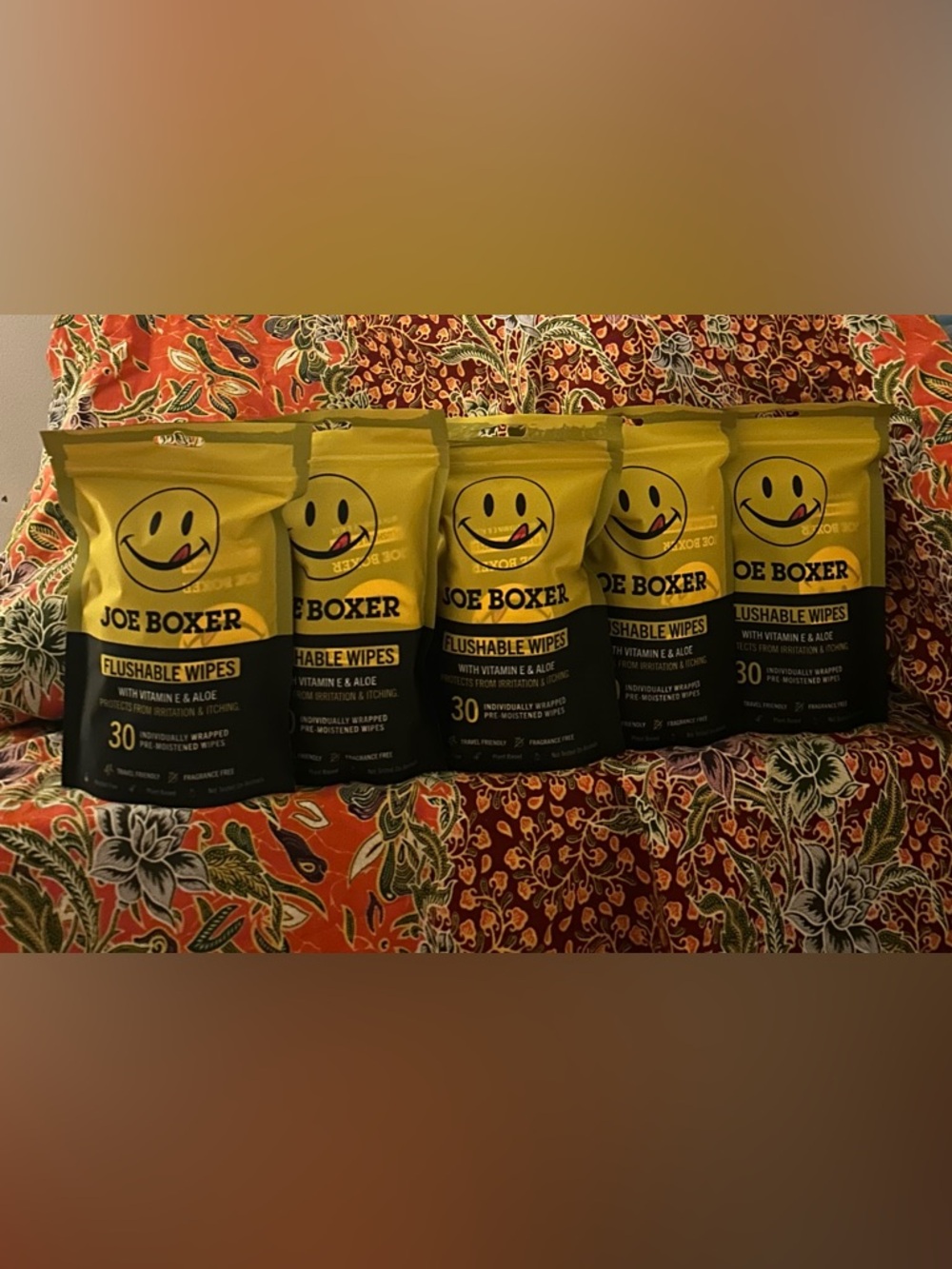Joe Boxer Yellow & Black Flushable Wipes Pack